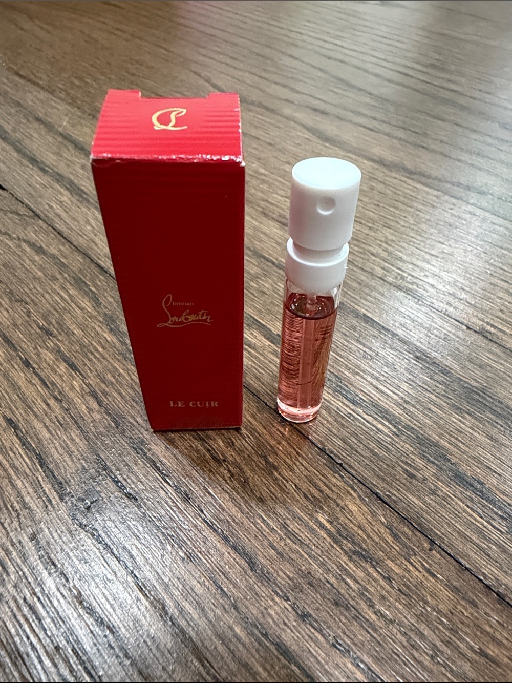 Christian Louboutin Le Cuir Sample Spray - Red Box, Pink Vial